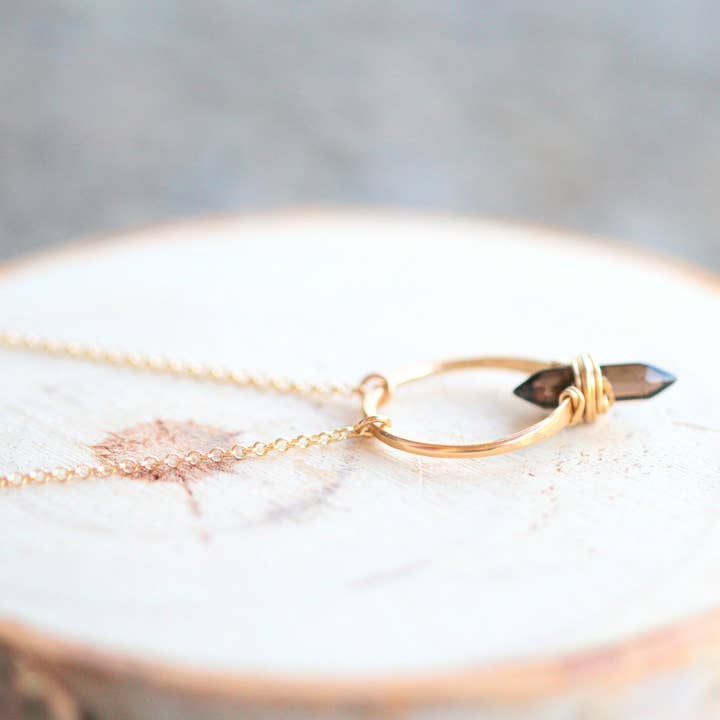 Crest Necklace - Smoky Quartz for wholesale by Saressa Designs
