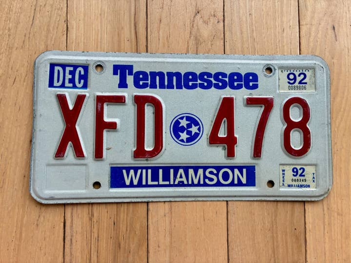 1992 Tennessee Williamson County License Plate for wholesale by RusticPlates