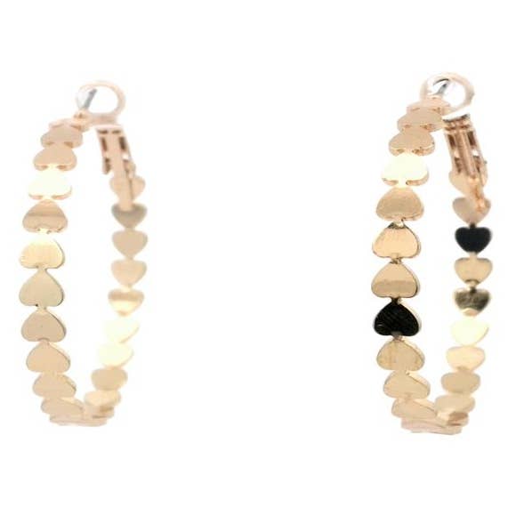 Plated Stacked Heart hoop earrings-Gold for wholesale by S&A Fashions