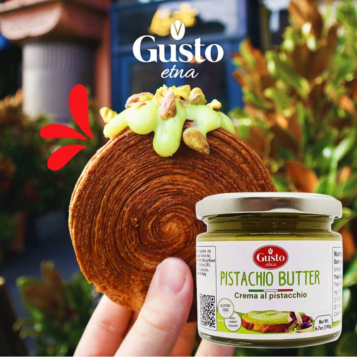 Wholesale Italian Food - Wholesale Nut Butter - Gusto Etna Pistachio Cream Butter - 28% Pistachio , 6.7 oz (190g)6