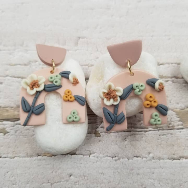 Treasure Wholesale - Wholesale Dangle Earrings - Handmade Flowers Polymer Clay Earrings