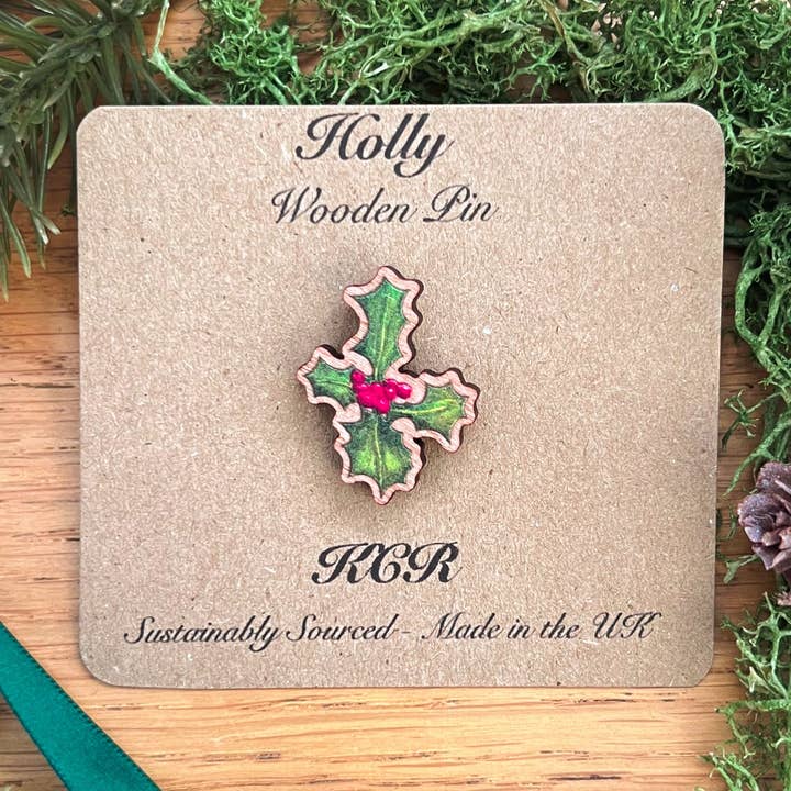 Holly Wooden Pin for wholesale by KC Ripley