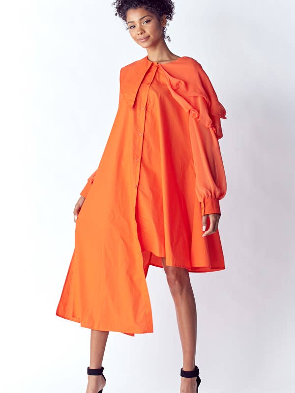 ÜBERGRÖSSE//HEMDKLEID AUS BAUMWOLLE MIT CHIFFONÄRMELN für den Großhandel von QMP Moda