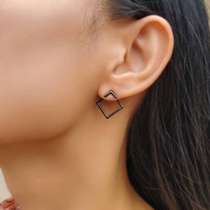 HolyBang Jewels - Wholesale Ear Jackets/Climbers - SQUARE EAR JACKET - E-ST1178