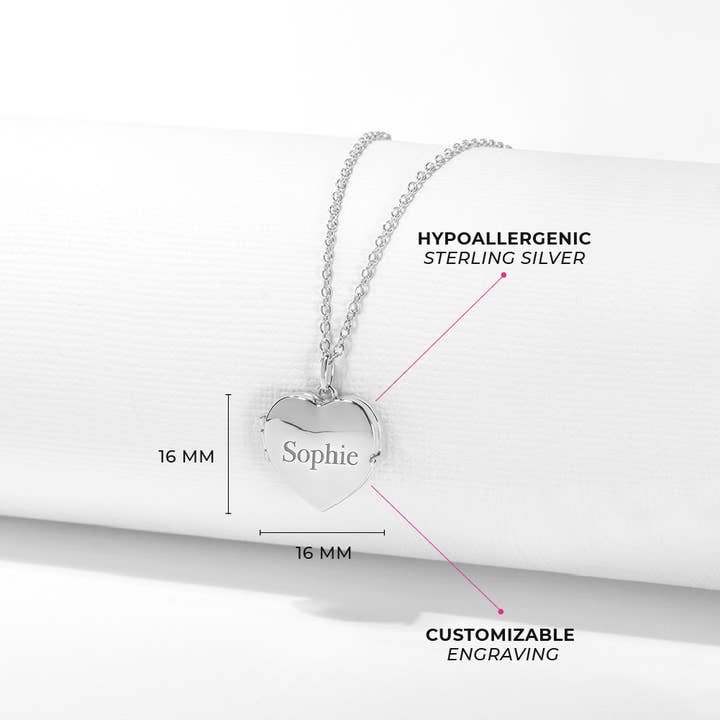 In Season Jewelry – wholesale Kids necklace – Kids – Heart Shaped Photo Locket Kids Necklace - Sterling Silver5