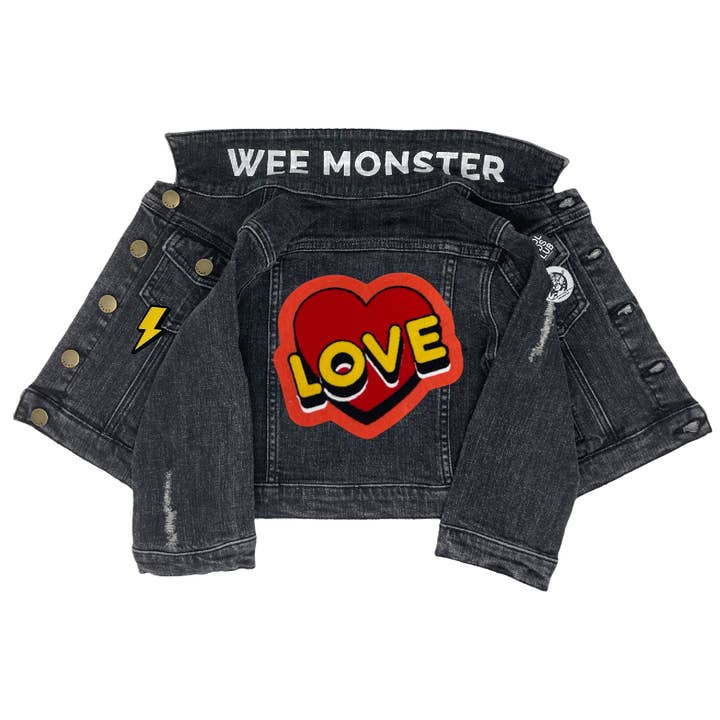 LOVE Sort Denimjakke for engroshandel hos Wee Monster