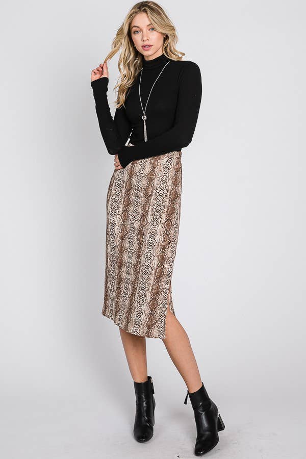 JADE BY JANE - Vendita all'ingrosso Gonna - Donna - GONNA MIDI CON STAMPA PITONE - KRS5015 (solo Plus)5