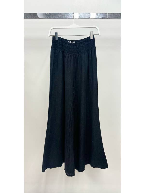 VENTI6 – Großhandel Hose – Damen – ELASTISCHE GESMOKTE TAILLE LEINEN WEITBEIN-HOSE (616/10210)7