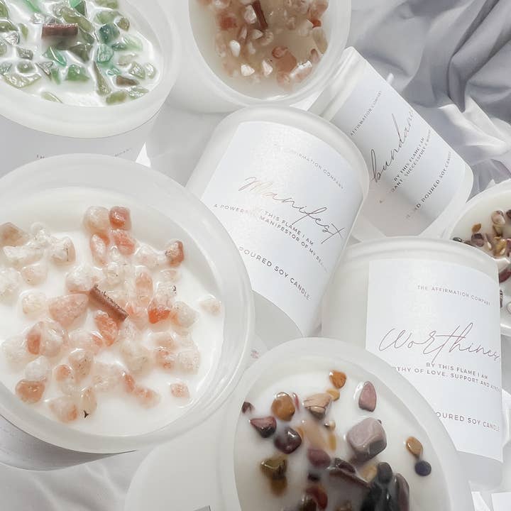 House Of Intention - Wholesale Jar/filled candle - WORTHINESS – Crystal Infused Candle (Mini)6