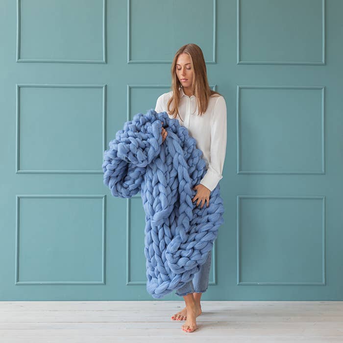 woolexperts – Manta para sofá por atacado – Cobertor gigante de tricô grosso 100% lã merino11