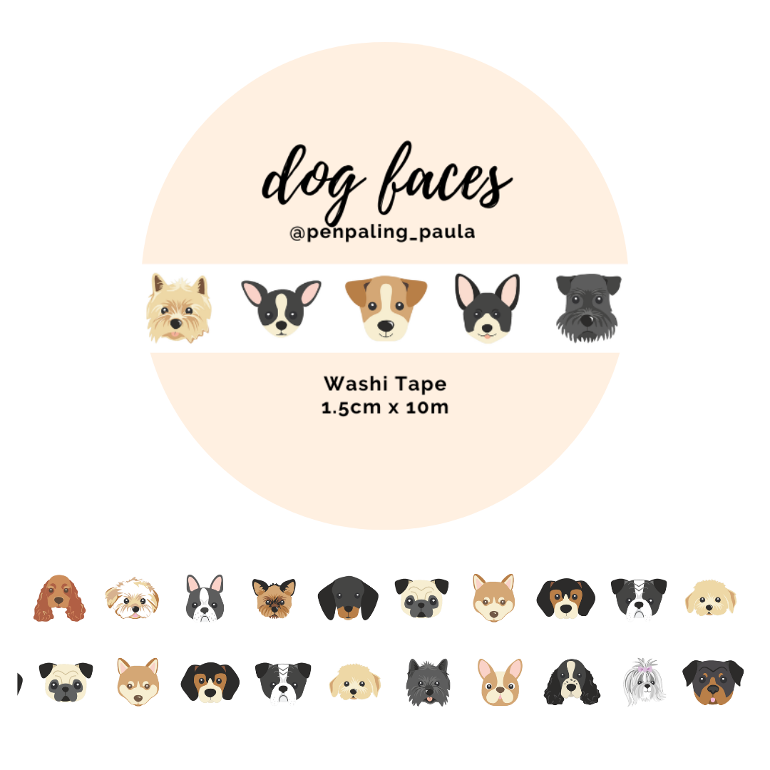 Penpaling Paula - Wholesale Washi Tape - Dog Faces - Washi Tape0