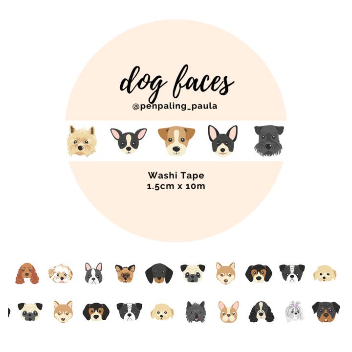 Dog Faces - Washi Tape for wholesale by Penpaling Paula