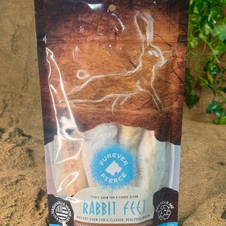 Furever Fierce (formerly Furever Primal) - Wholesale Pet Treats - Dog - Rabbit Feet Bag of 4Dog/Cat Chew -Natural Single Ingredient1