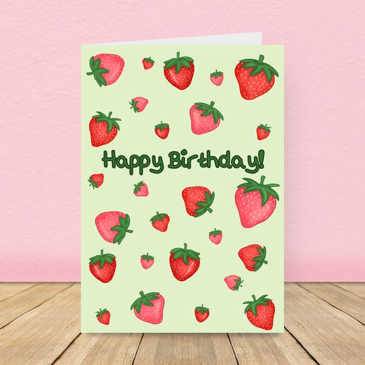 Strawberry Birthday Card for wholesale by Peach and Mimi