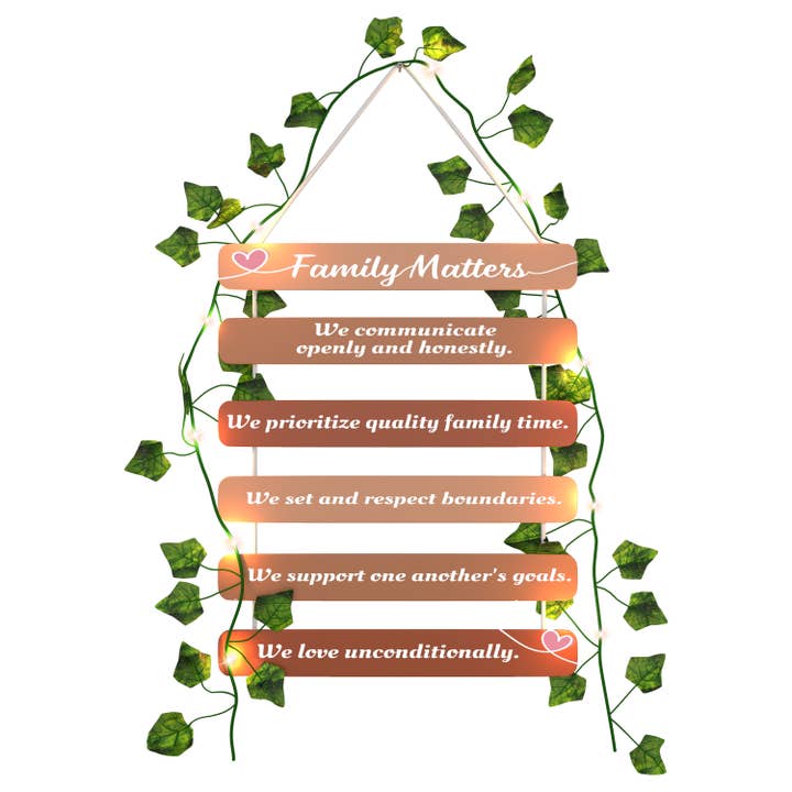 Positive Affirmations Wall Decor “Family Matters” for wholesale by Life & Apples
