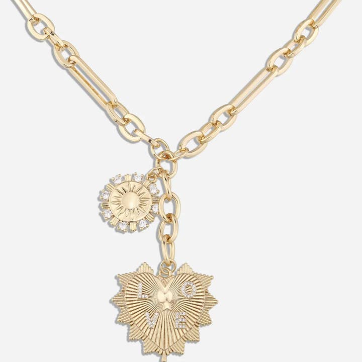 HoopLa - Wholesale Halsketting met Lariat/Y-hals - Hart bedel lariat ketting 14K CZ - bedel3