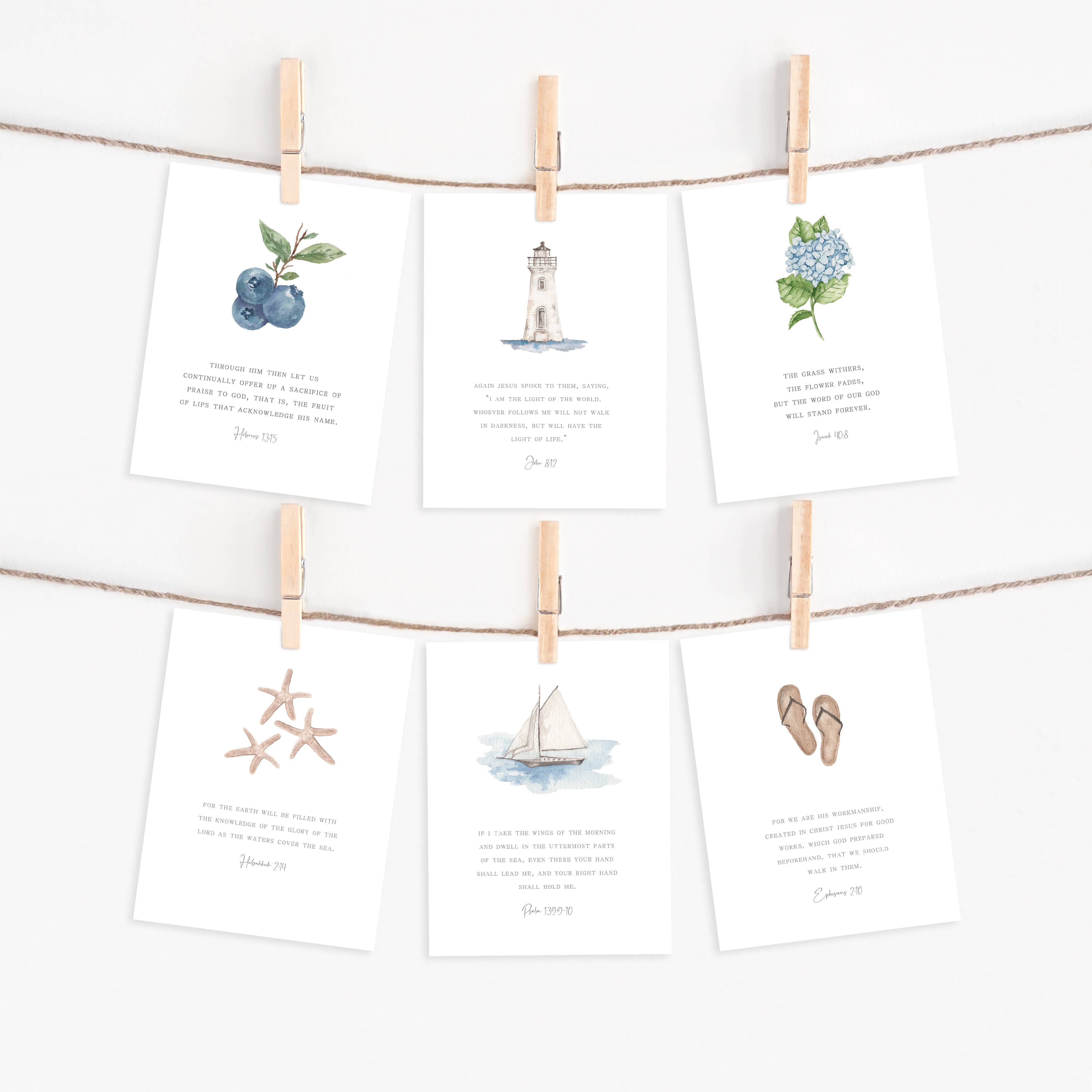 Me and Mary Shop - Wholesale Stationery/Notecard Set - Watercolor Bible Scripture Cards – SUMMER1