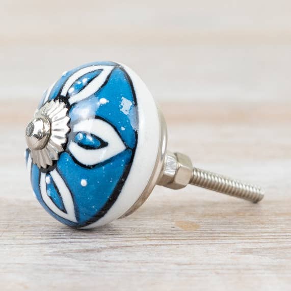 Blue & White Ceramic Knob, 4cm x 7cm for wholesale by Gainsborough Giftware x Portland Living