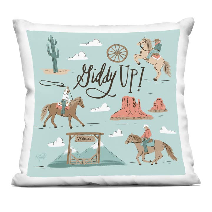 Stupell Industries - Wholesale Throw/Decorative Pillow - Giddy Up Cowboys & Ranch - Decorative Throw Pillow, 18x18