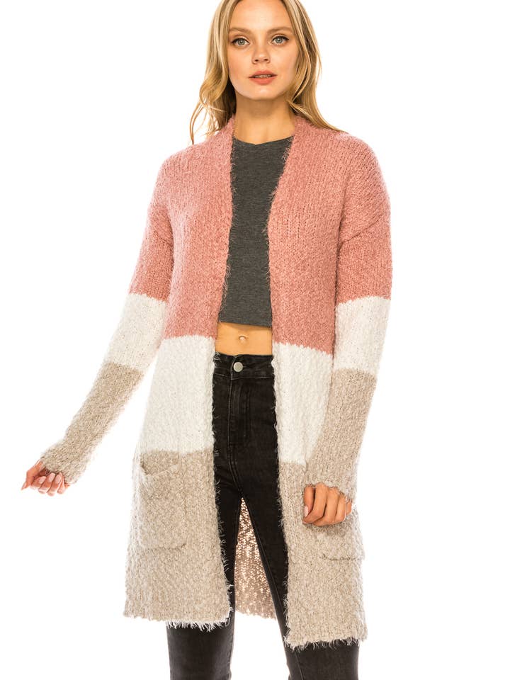 Gilet en maille à blocs de couleur unie CLR2-OUG81250 pour la vente par Oceanus Apparel