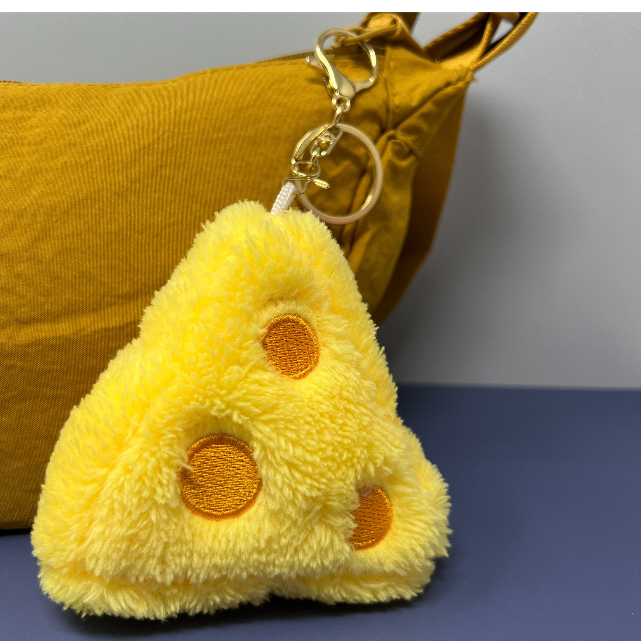 Rainbow Unicorn Birthday Surprise - Wholesale Keychain - Women's - Plush Cheese & Bread Keychain Set – Soft Food-Inspired Bag Charms with Gold Hardware3