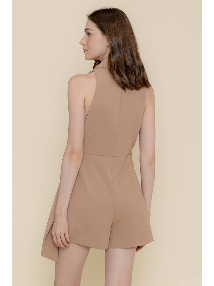 Fore Collection - Wholesale Romper - Women's - NON-SLEEVES BLAZER STYLE SHORTS JUMPSUIT-PI6130FO20