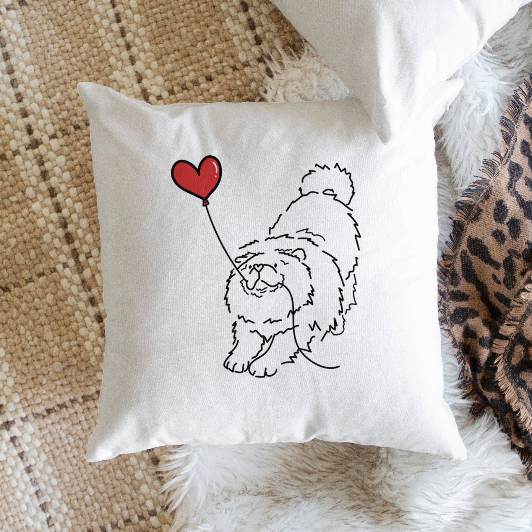 Inkopious - Wholesale Throw Pillow Cover - Chow Chow Heart String - Throw Pillow Cover1