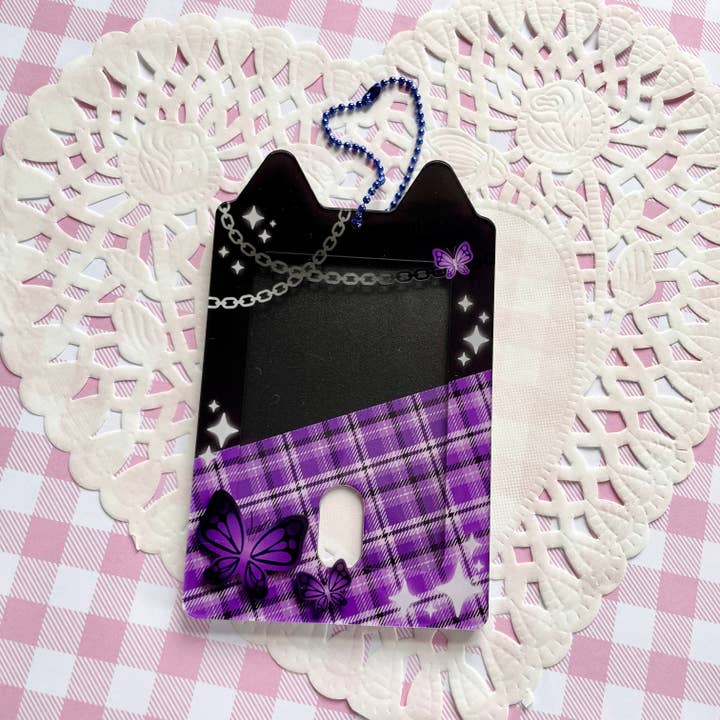Black and Purple Plaid Acrylic Photocard Holder for wholesale by Chu Charms