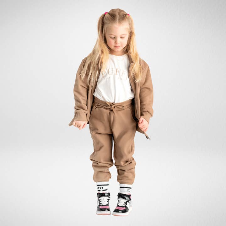 PUFFI - Wholesale Top & Pant Set - Kids - Zip Set – Organic Cotton Jogger & Hoodie - TAUPE2