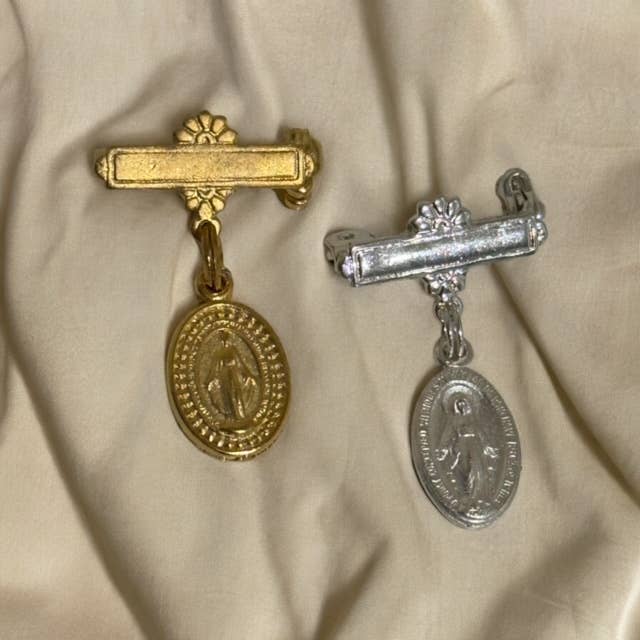 Zsa Zsa & LoLLi Monogram Blanks - Wholesale Lapel Pin/Button - Kids - Pendant of Protection - Mary Medal Gold or Silver1