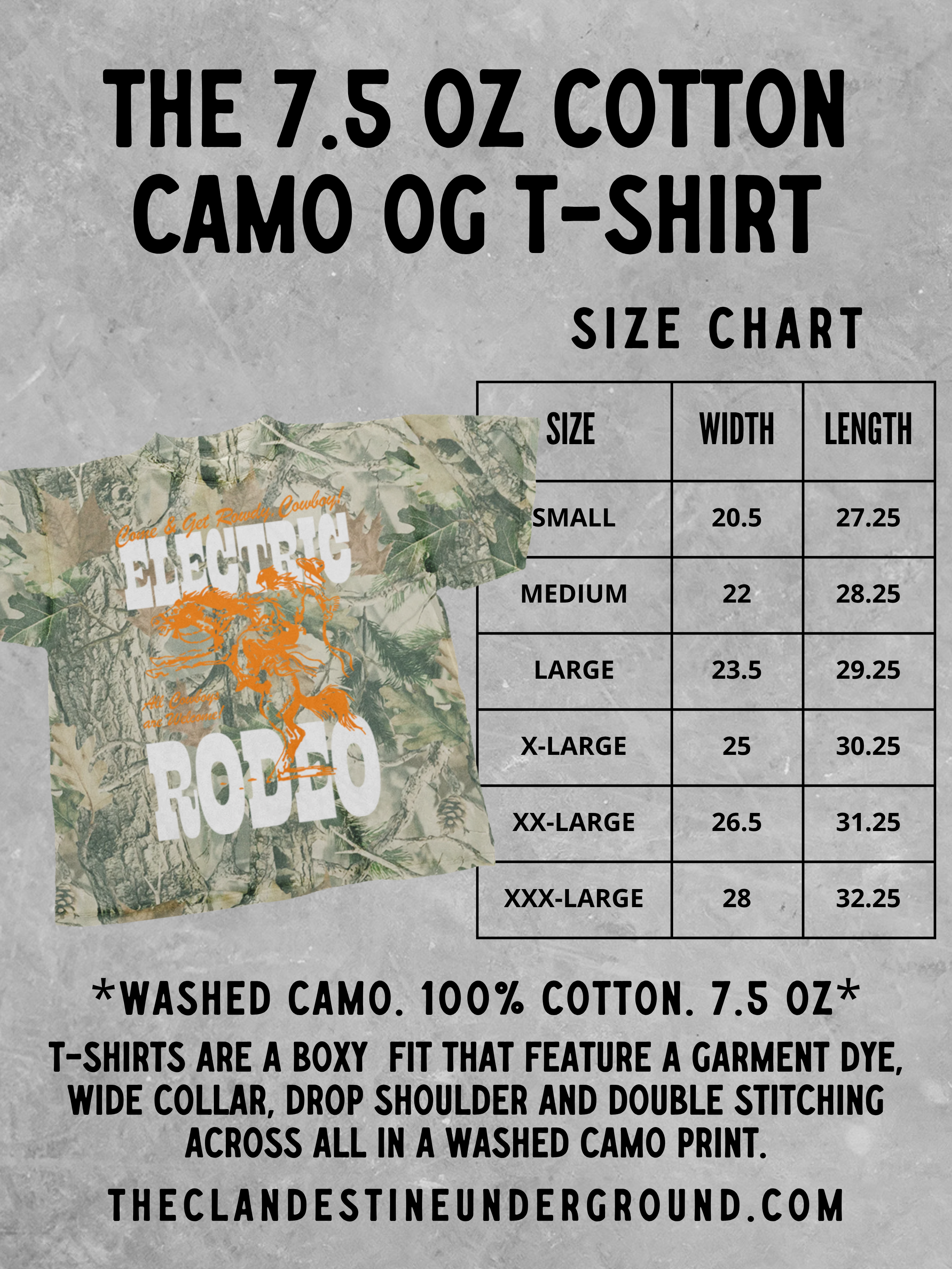 The Clandestine Underground - Wholesale T-shirt met print - Uniseks - Camo Elektrische Rodeo, Country Western Boxy Katoenen T-shirt2