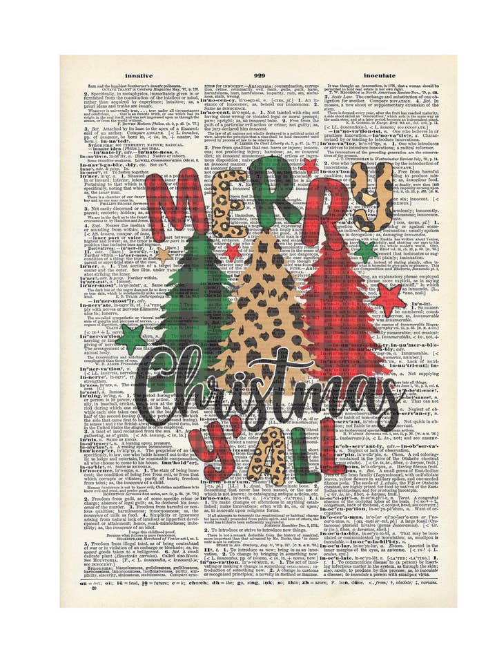 Merry Christmas, Christmas, Vintage Dictionary Prints for wholesale by Crazilyhumbledesigns