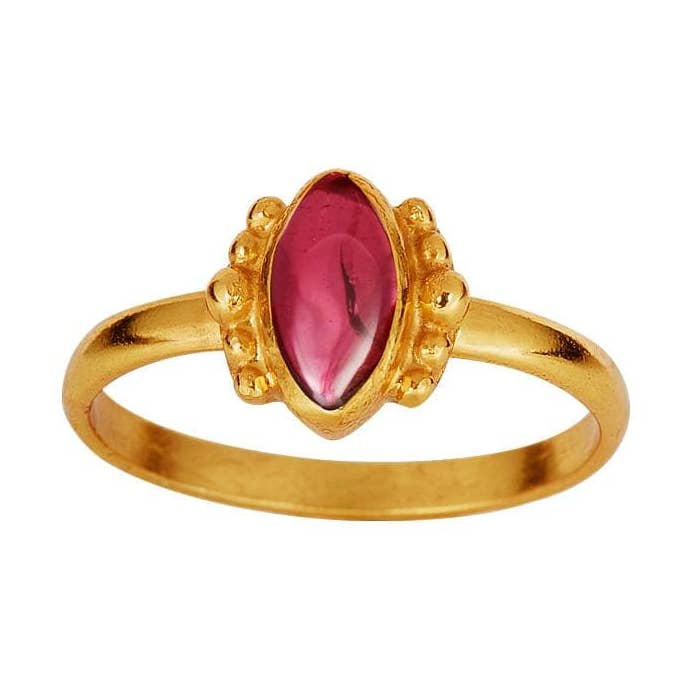 Vergulde Indiase ring met rode granaat voor wholesale door Juulry