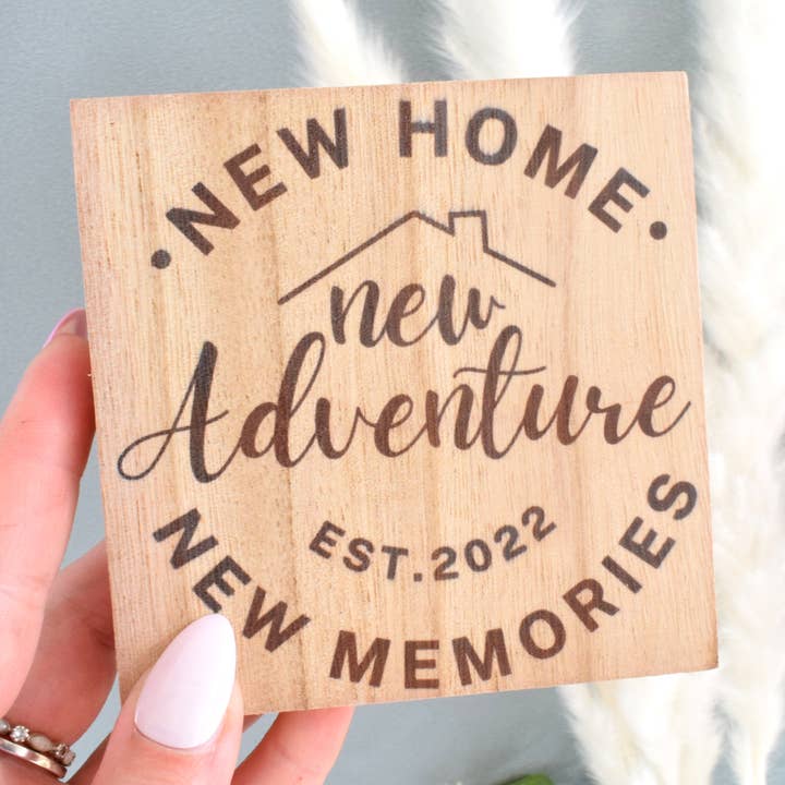 New Home Est 2022 Wooden Block. Freestanding or Wall Plaque for wholesale by Amaya Rose Ltd.