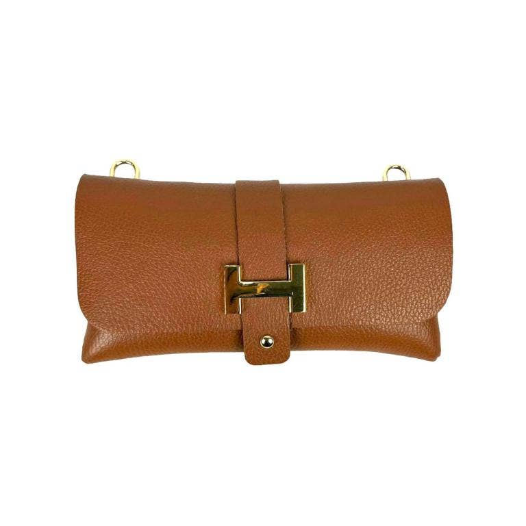 Chenson & Gorett - Vendita all'ingrosso Tracolla - Donna - Borsa da donna in pelle fiore con manico a catena rimovibile e chiusura con bottone2