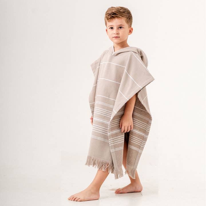 Beige Hooded Poncho Surf Changing Swimming Beach Towel Terrybacked for wholesale on Faire