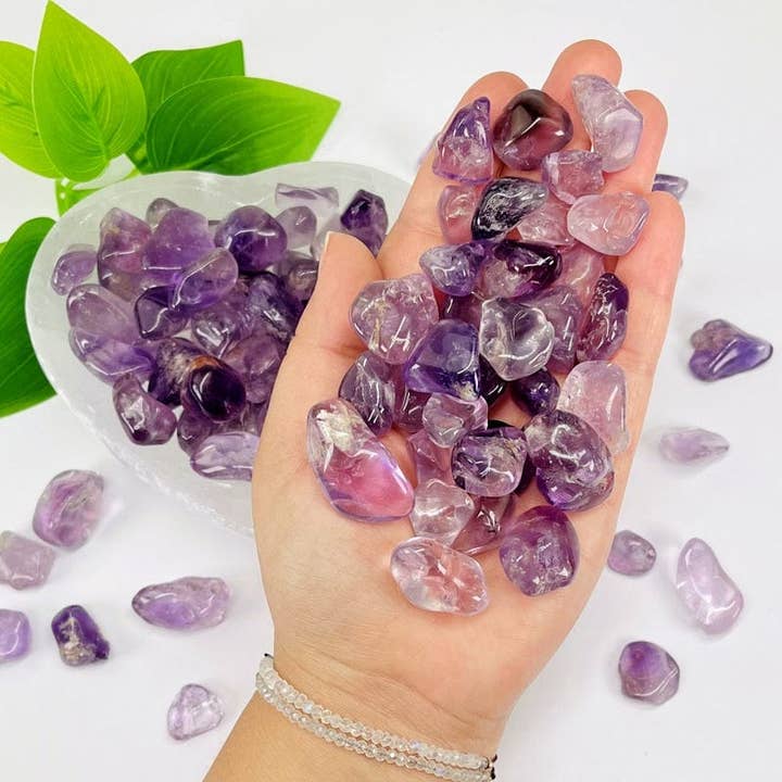 Rock Paradise - Wholesale Spiritual Stone/Crystal - 1lb Polished Amethyst Crystal Tumbled Gemstones - Purple