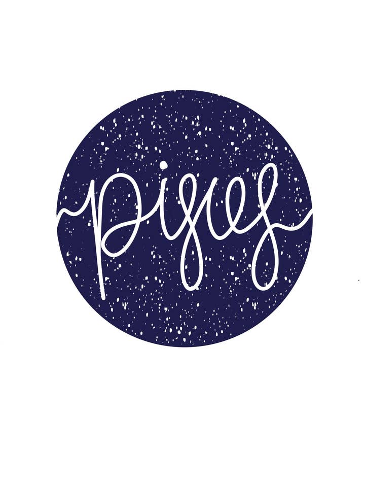 Pegatina transparente del zodiaco redondo de Piscis | Pegatina de vinilo para portátil Piscis | Cumpleaños de marzo | Regalo de astrología | Adhesivo de vinilo para venta al por mayor de Papi Hour
