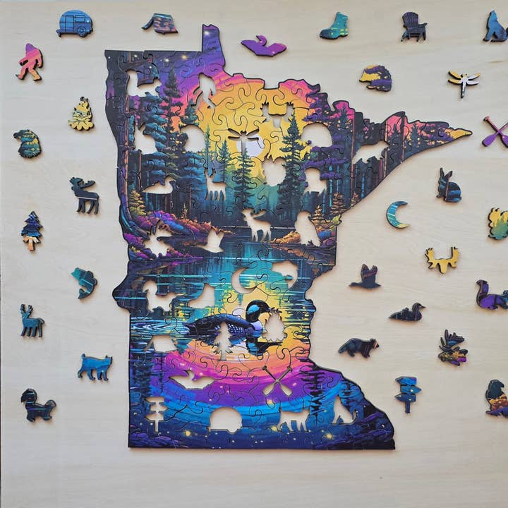 Minnesota loon wooden puzzle for wholesale by Art Factory LLC