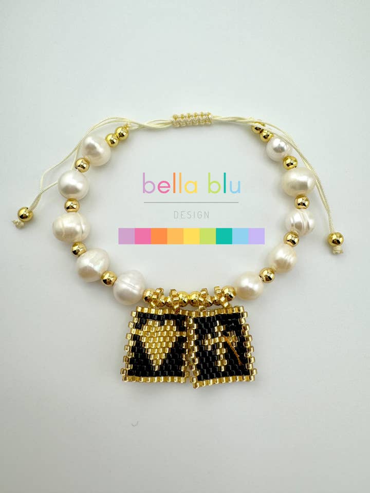 Piper fresh water beaded in black and gold filled bracelet for wholesale by Bella Blu Designs