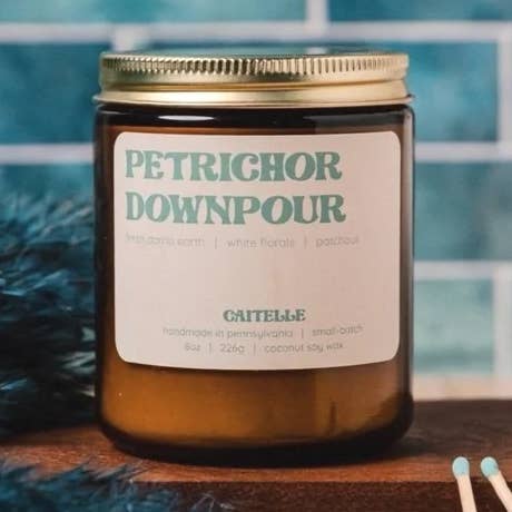 Caitelle - Wholesale Jar/Filled Candle - Petrichor Downpour Handmade Coconut Soy Wax Candle0