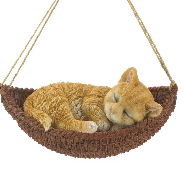NAPPING CAT ON HAMMOCK FIGURINE for wholesale by Zingz Home