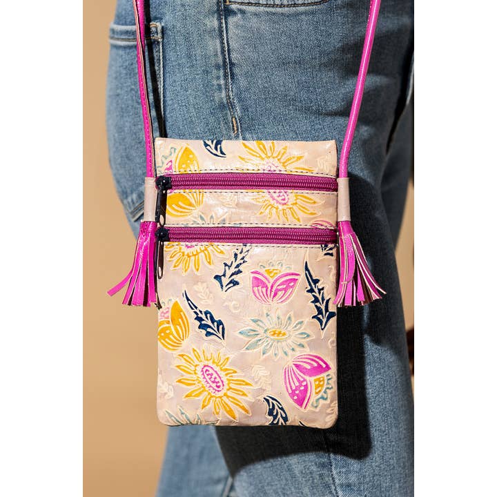 AMELIA Hand-painted Genuine Leather Cellphone Bag for wholesale on Faire