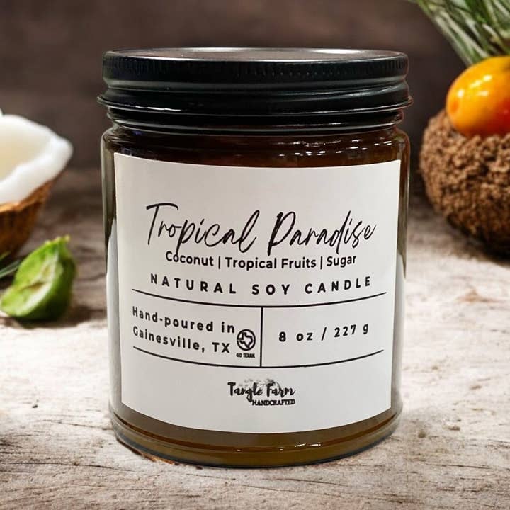 Tropical Paradise Soy Candle for wholesale by Tangle Farm Handcrafted