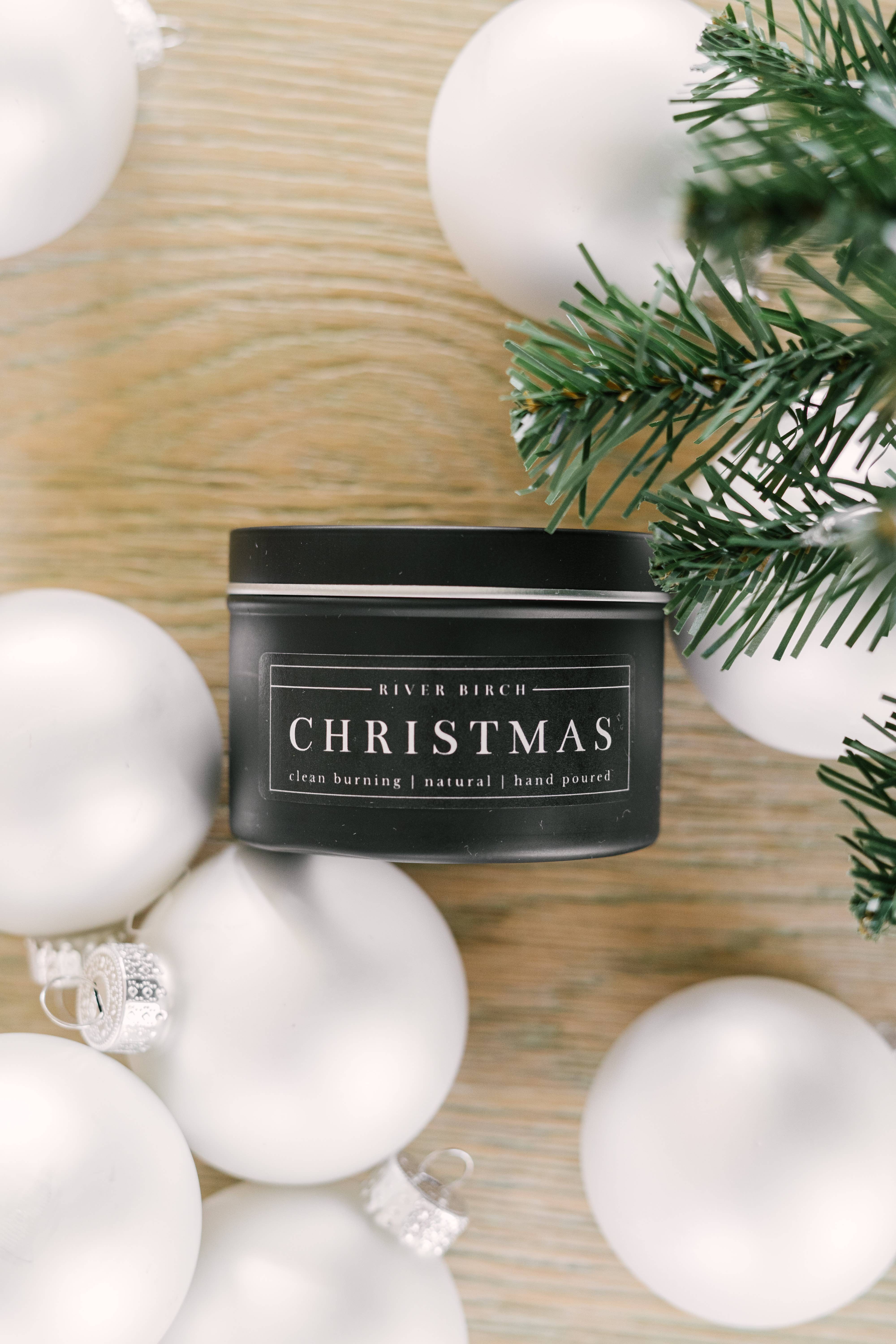 River Birch Candles - Wholesale Travel Candles - 8oz Christmas - Black Tin Soy Candle3