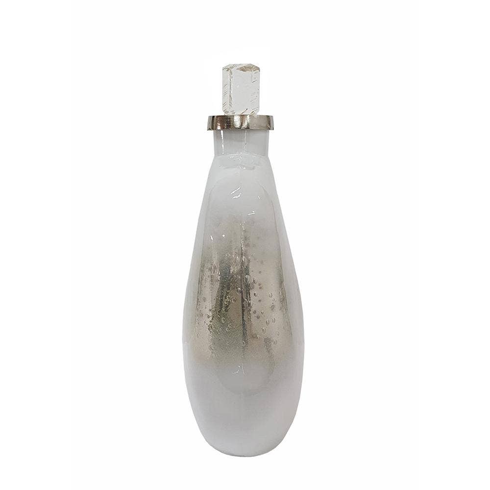 A&B Home Group Inc. - Wholesale Decorative Tabletop Object - 11.5x5.5x15.5" Silver Glass Lidded Bottle w/ Clear Stopper1