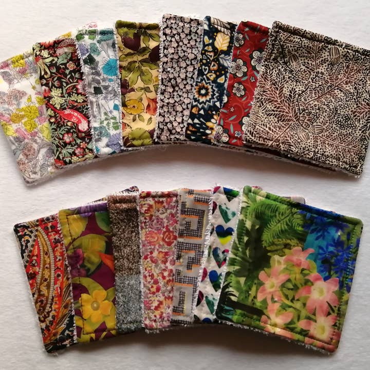 Liberty face wipes made with Liberty London tana lawn -mixed for wholesale by Hannah and me