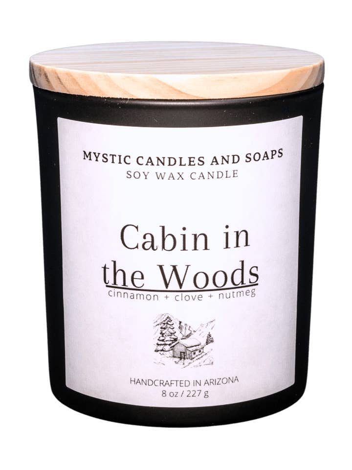 Vela de cera de soja hecha a mano altamente perfumada Cabin In The Woods para venta al por mayor de Mystic Candles