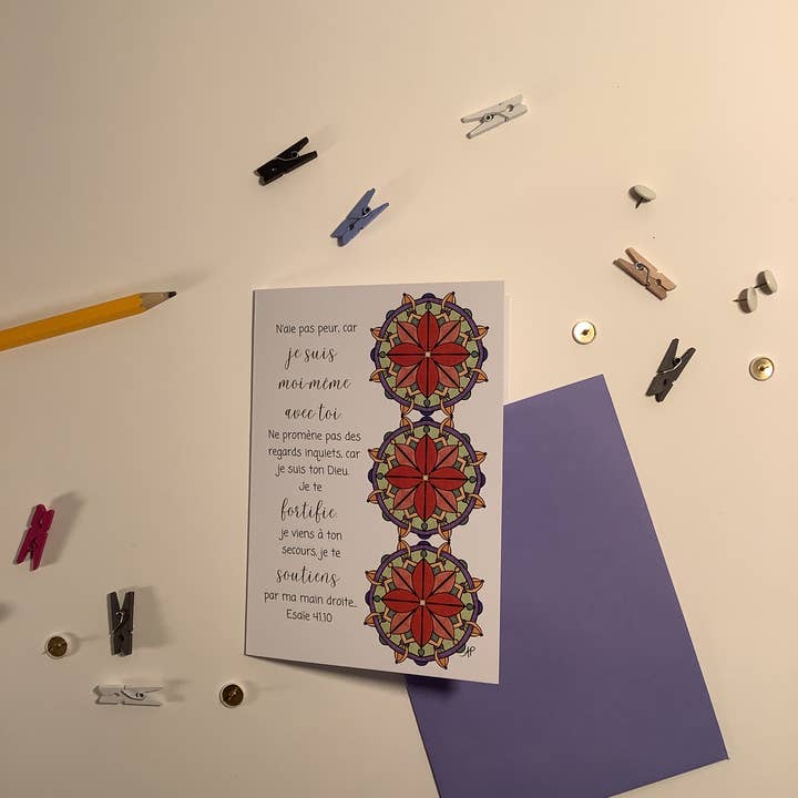 Carta in stile vetrata con tre rosette e versetto biblico per la vendita all'ingrosso da parte di Little Red Fox Designs