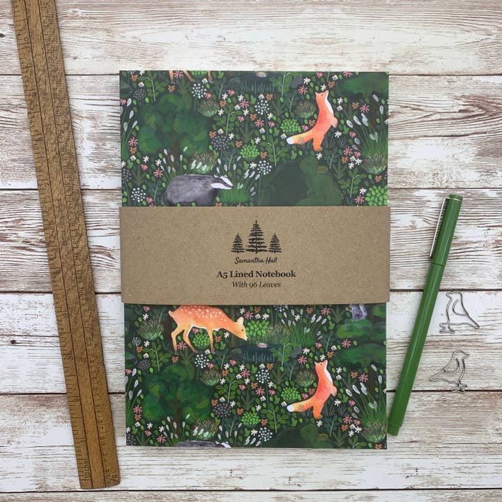 Cuaderno Summer Forest ecológico A5 de 96 páginas rayadas para venta al por mayor de Samantha Hall Designs